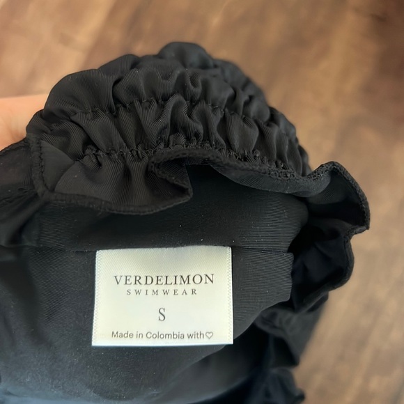 NEW Verdelimon black ruched high waisted bikini bottom swimsuit bathing suit S - Picture 2 of 4